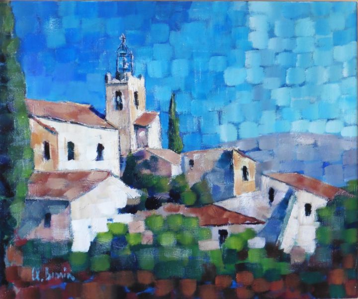 Painting titled "Solliès ville  2" by Claude Bonnin, Original Artwork, Acrylic