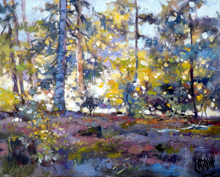 Painting titled "En foret" by Claude Carvin, Original Artwork, Acrylic