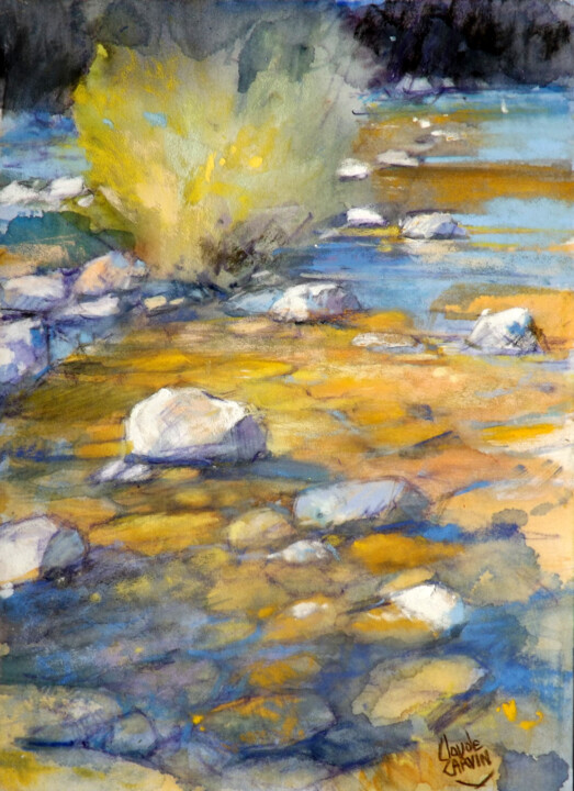 Peinture intitulée "l-eau-claire-2.jpg" par Claude Carvin, Œuvre d'art originale, Pastel
