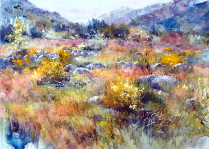 Painting titled "air de printemps" by Claude Carvin, Original Artwork, Pastel