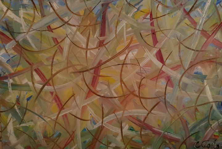Pittura intitolato "Abstrait 1" da Claude Colas, Opera d'arte originale, Olio
