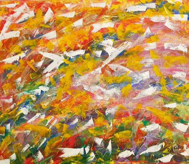 제목이 "peinture acrylique…"인 미술작품 Claude Colas로, 원작, 아크릴 나무 들것 프레임에 장착됨