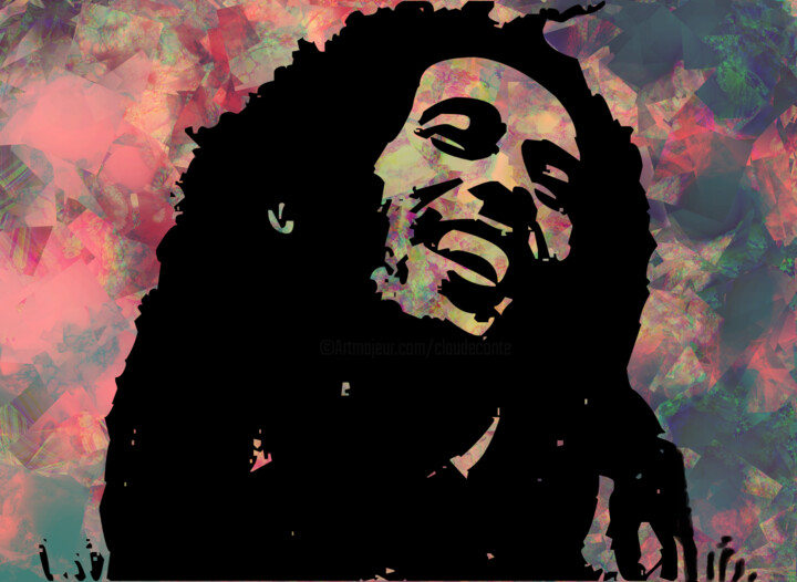 Digital Arts titled "Bob Marley 1/10 #ar…" by Claude Conte, Original Artwork, 2D Digital Work