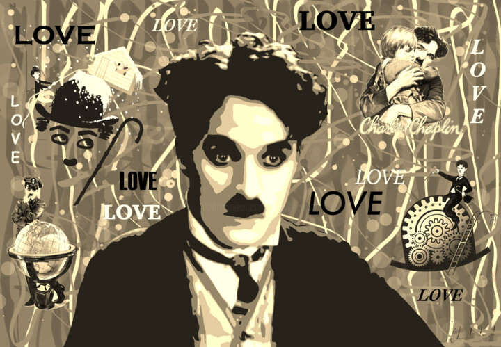"Charlie Chaplin 2" başlıklı Dijital Sanat Claude Conte tarafından, Orijinal sanat, 2D Dijital Çalışma