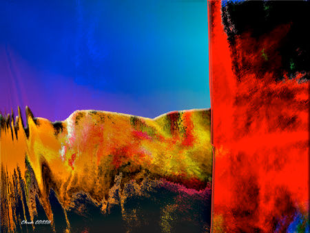 Arts numériques intitulée "Fenêtre sur le ciel" par Claude Cossu, Œuvre d'art originale, Peinture numérique