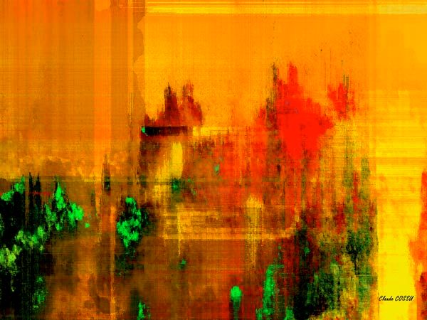 Arts numériques intitulée "C'est l'automne" par Claude Cossu, Œuvre d'art originale, Peinture numérique