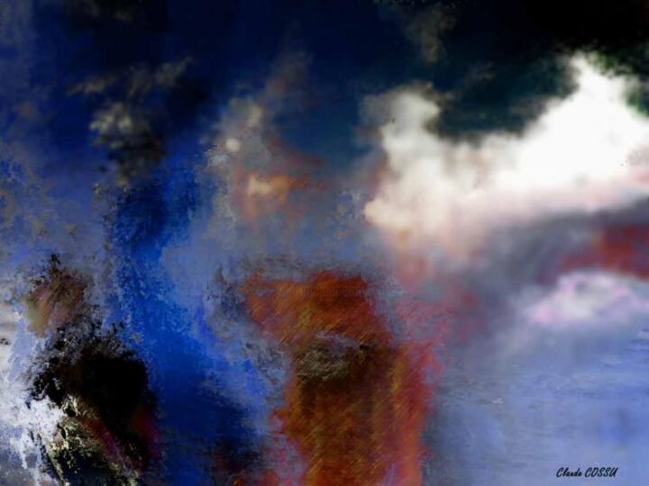 Digitale Kunst mit dem Titel "Zombies poursuivis…" von Claude Cossu, Original-Kunstwerk, Digitale Malerei