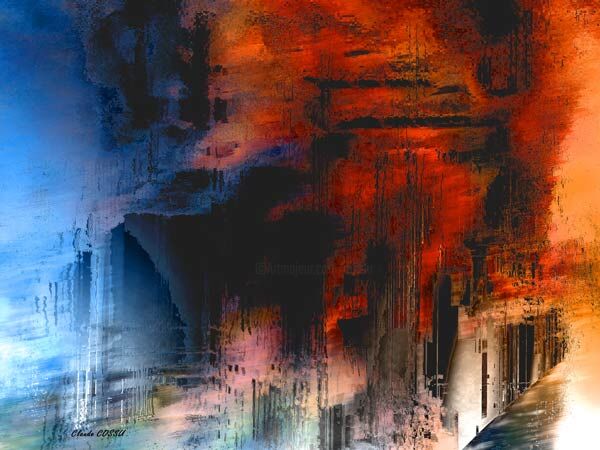 Arte digitale intitolato "Eruption sous l'Atl…" da Claude Cossu, Opera d'arte originale, Pittura digitale