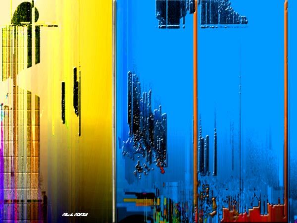 Digital Arts titled "Façades" by Claude Cossu, Original Artwork, Digital Painting