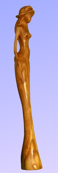 Sculpture titled "Voile de Nu" by Claude David, Original Artwork, Wood
