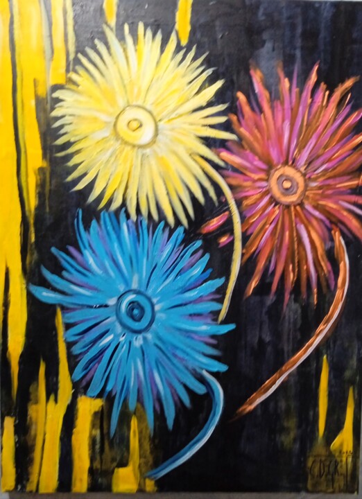 Peinture intitulée "les fleurs du jardin" par Claude Degret, Œuvre d'art originale, Acrylique