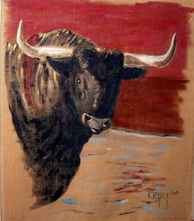 Painting titled "Avant la fin du com…" by Claude Degret, Original Artwork, Oil