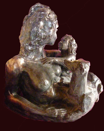 Sculpture intitulée "En famille" par Claude Demay, Œuvre d'art originale, Terre cuite
