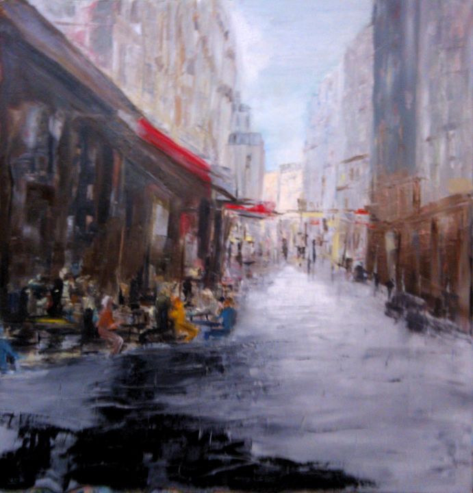 Картина под названием "Rue Buci - Paris" - Emma, Подлинное произведение искусства, Масло