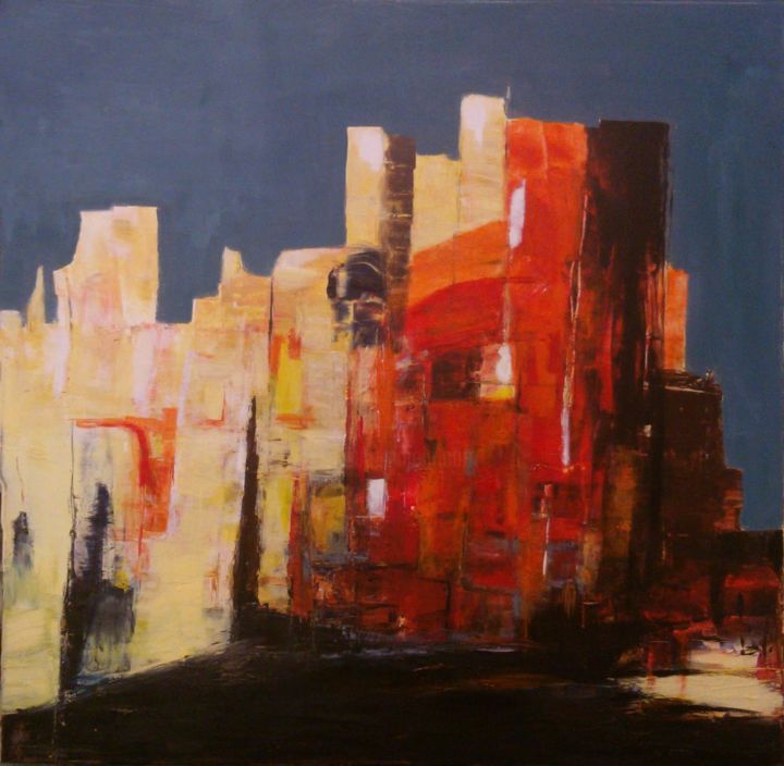 Peinture intitulée "VILLE 2" par Emma, Œuvre d'art originale, Huile