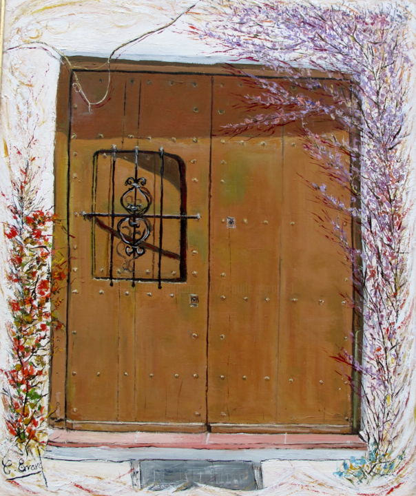 「MYSTERE (Porte anda…」というタイトルの絵画 Claude Evrardによって, オリジナルのアートワーク, オイル ウッドストレッチャーフレームにマウント