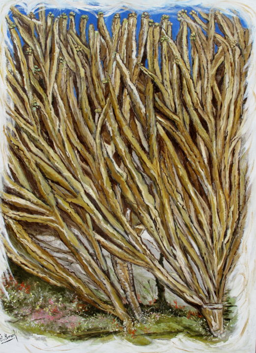 Malerei mit dem Titel "VARIATIONS CACTEES" von Claude Evrard, Original-Kunstwerk, Öl Auf Keilrahmen aus Holz montiert