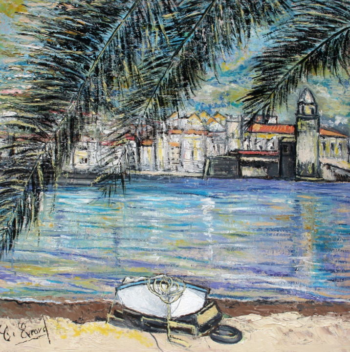 Painting titled "COLLIOURE" by Claude Evrard, Original Artwork, Oil