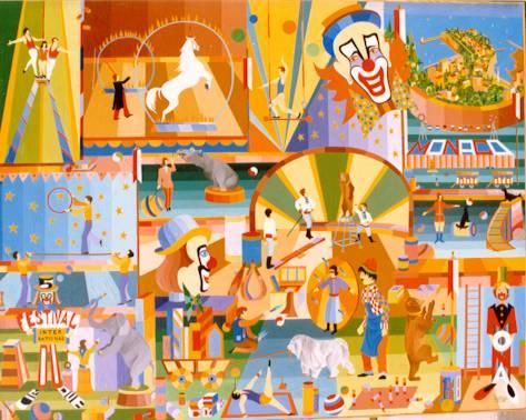 Ζωγραφική με τίτλο "Festival du Cirque…" από Claude Gauthier, Αυθεντικά έργα τέχνης, Λάδι