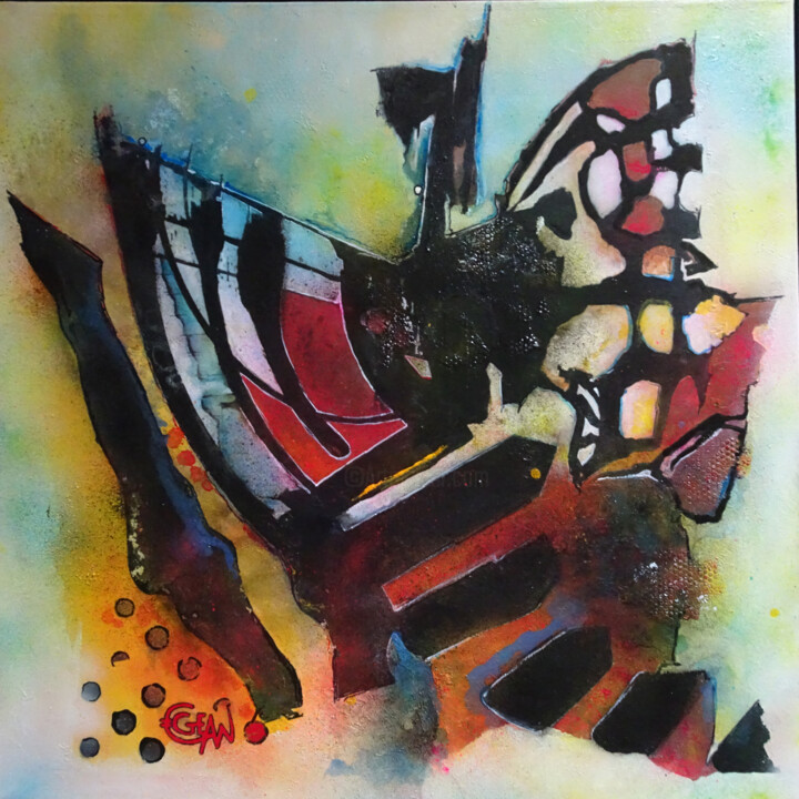 Painting titled "L'EFFET PAPILLON" by Claude Géan, Original Artwork, Acrylic