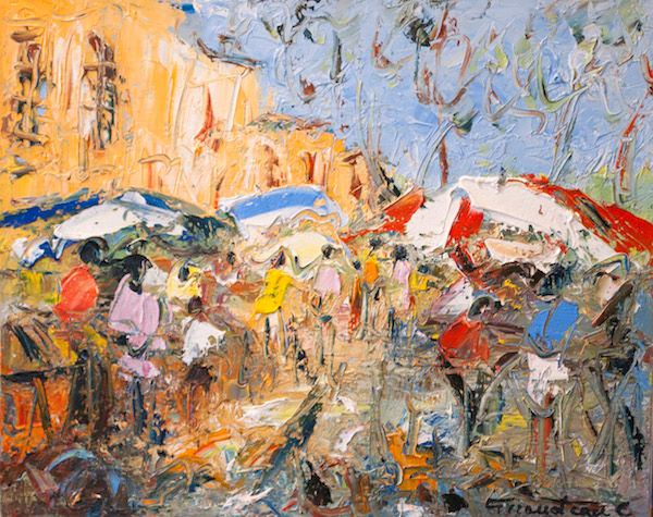 Pittura intitolato "Les parasols" da Claude Giraudeau, Opera d'arte originale