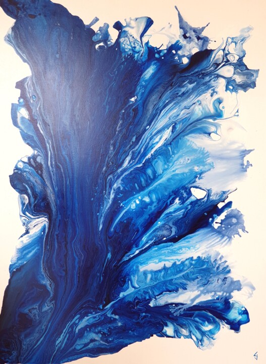 Painting titled "voyage au pays bleu…" by Claude Goasguen, Original Artwork, Acrylic