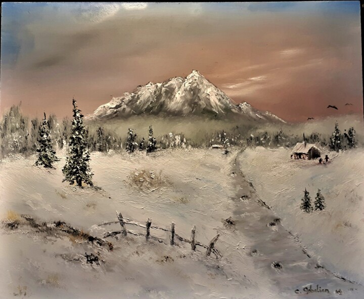 "paysage de neige" başlıklı Tablo Claude Gobalian tarafından, Orijinal sanat, Petrol