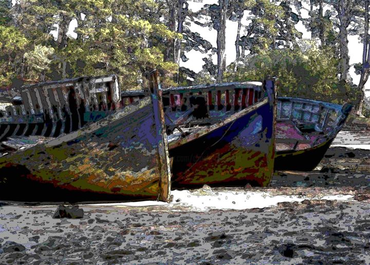 Photographie intitulée "cimetière de bateau…" par Claude Guillemet, Œuvre d'art originale, Photographie numérique