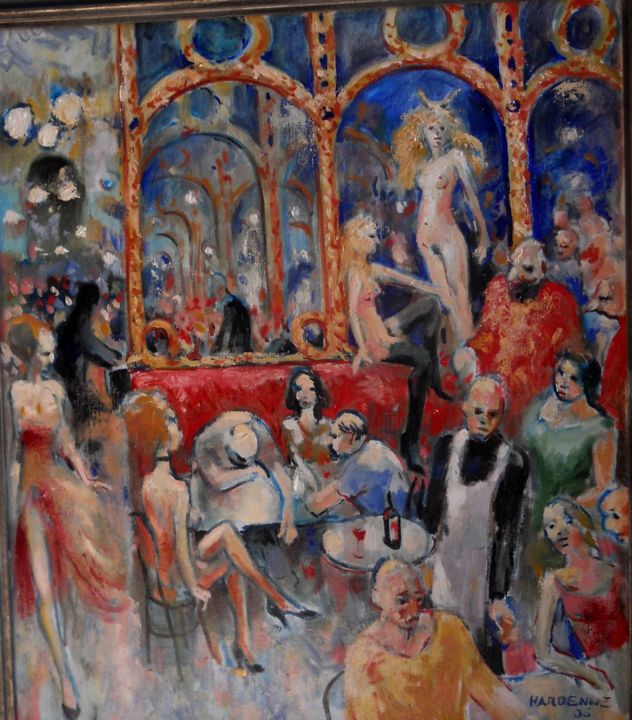 Painting titled "Le grand café" by Claude Hardenne, Original Artwork