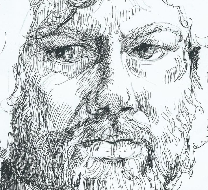 Drawing titled "De face" by Claude Hardenne, Original Artwork