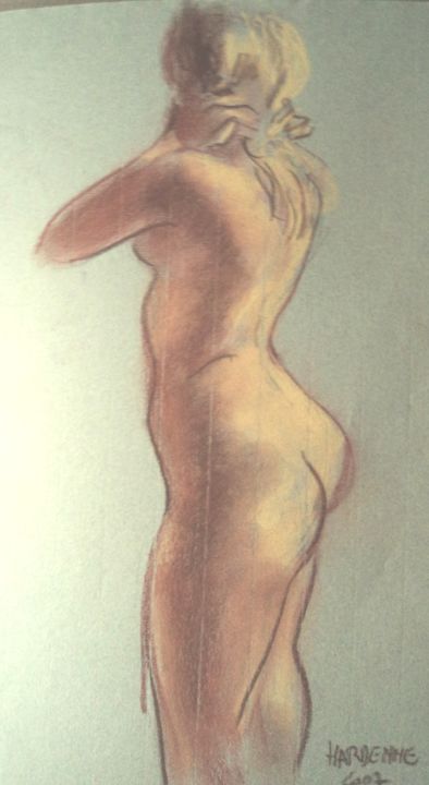 Drawing titled "Etude de nu" by Claude Hardenne, Original Artwork