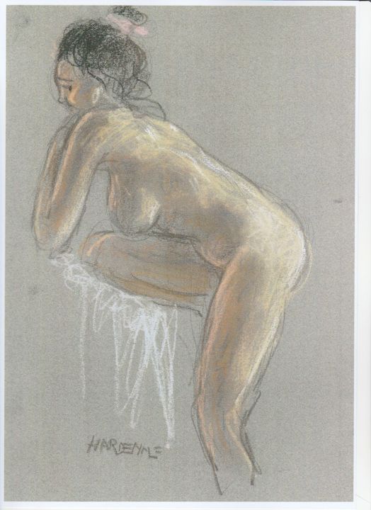 Σχέδιο με τίτλο "Etude de nu" από Claude Hardenne, Αυθεντικά έργα τέχνης
