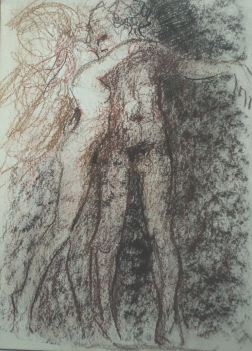 Drawing titled "couple" by Claude Hardenne, Original Artwork