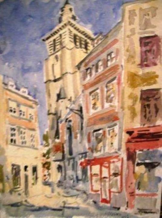 Painting titled "Namur, clocher de S…" by Claude Hardenne, Original Artwork