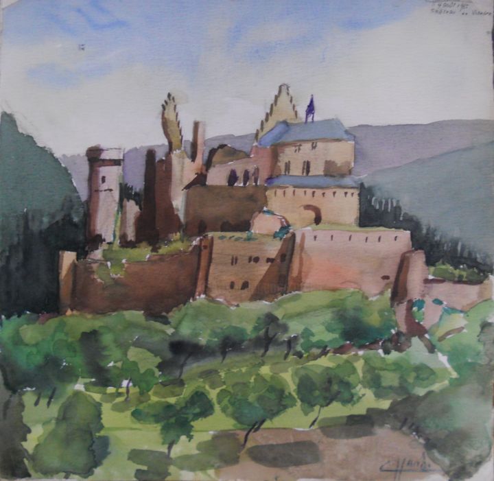 Pintura titulada "Vianden, le château" por Claude Hardenne, Obra de arte original