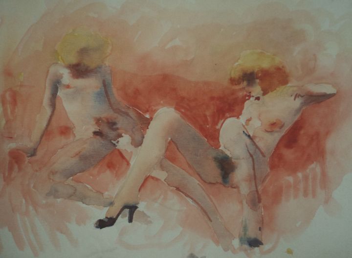 Painting titled "Couple" by Claude Hardenne, Original Artwork