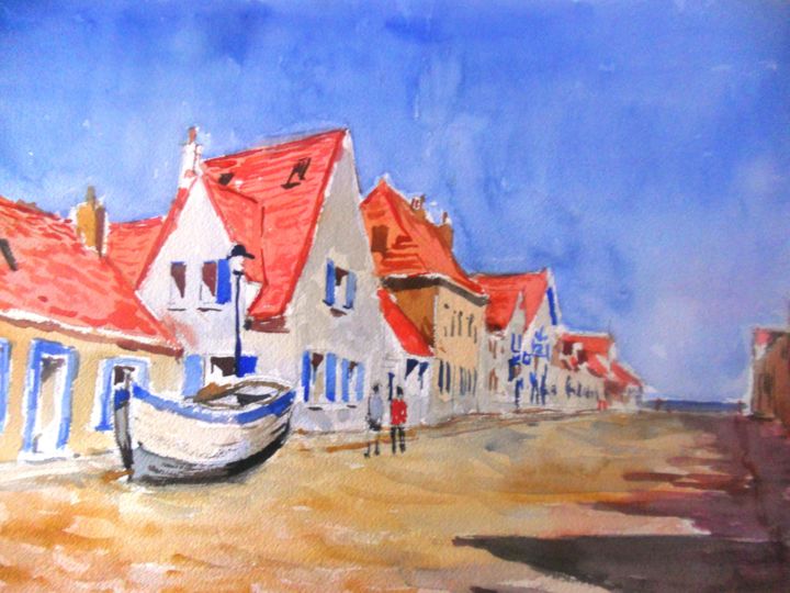 Painting titled "Audresselles" by Claude Hardenne, Original Artwork