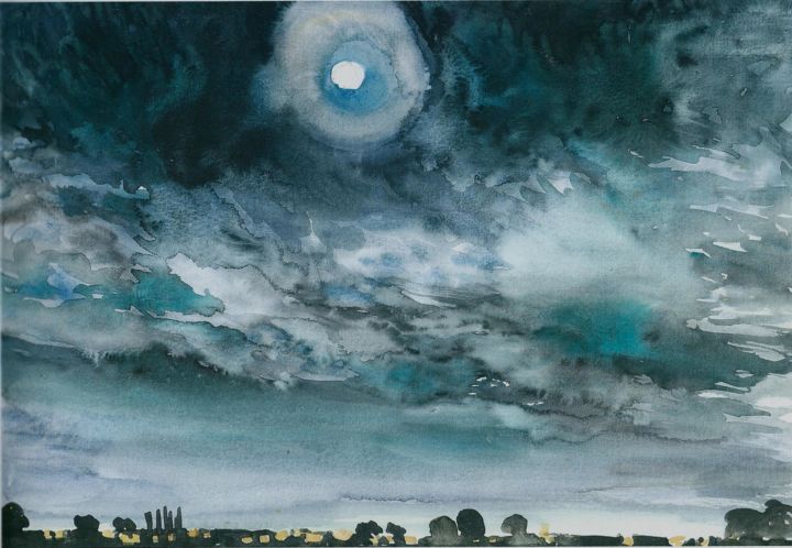Painting titled "clair de lune" by Claude Hardenne, Original Artwork