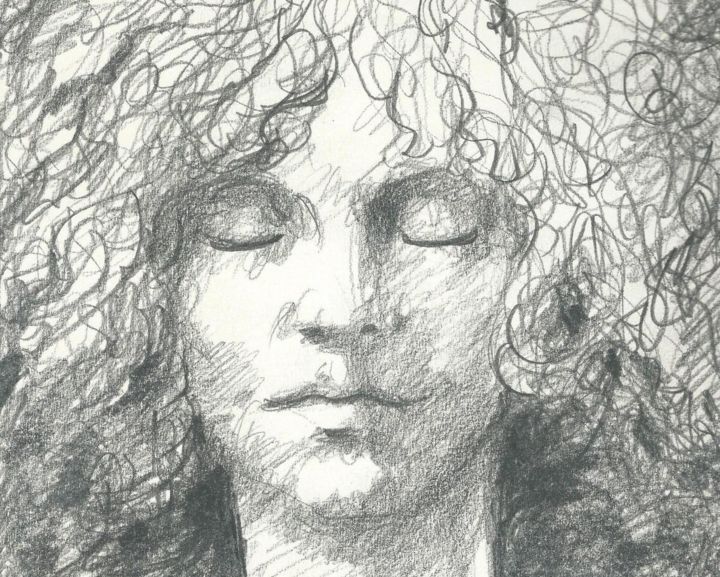 「visage」というタイトルの描画 Claude Hardenneによって, オリジナルのアートワーク