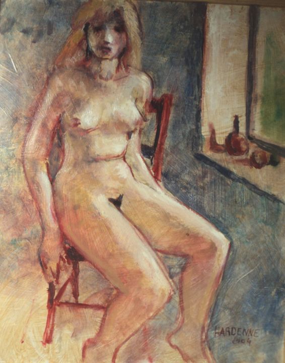 Painting titled "Le modèle" by Claude Hardenne, Original Artwork