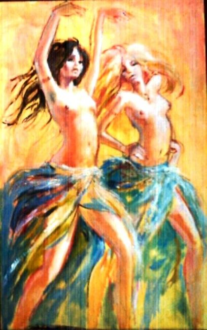 Ζωγραφική με τίτλο "DEUX DANSEUSES" από Claude Hardenne, Αυθεντικά έργα τέχνης