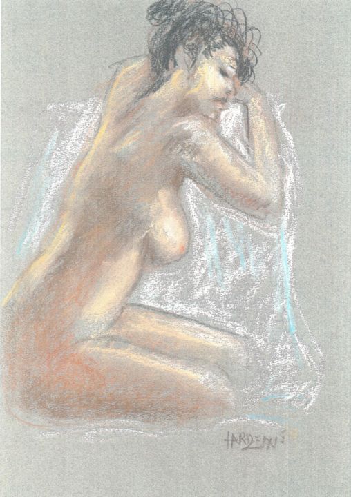 Drawing titled "nu" by Claude Hardenne, Original Artwork, Pastel