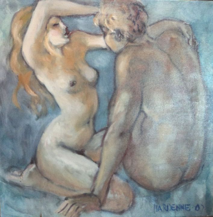 Painting titled "séduction" by Claude Hardenne, Original Artwork, Oil