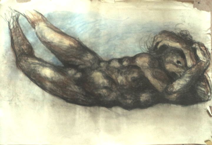 Disegno intitolato "chute" da Claude Hardenne, Opera d'arte originale, Carbone