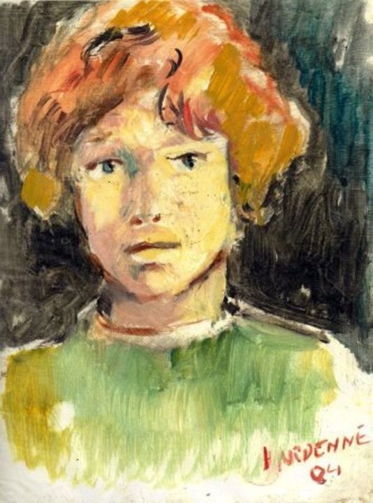 Painting titled "YOUNG BOY" by Claude Hardenne, Original Artwork, Oil