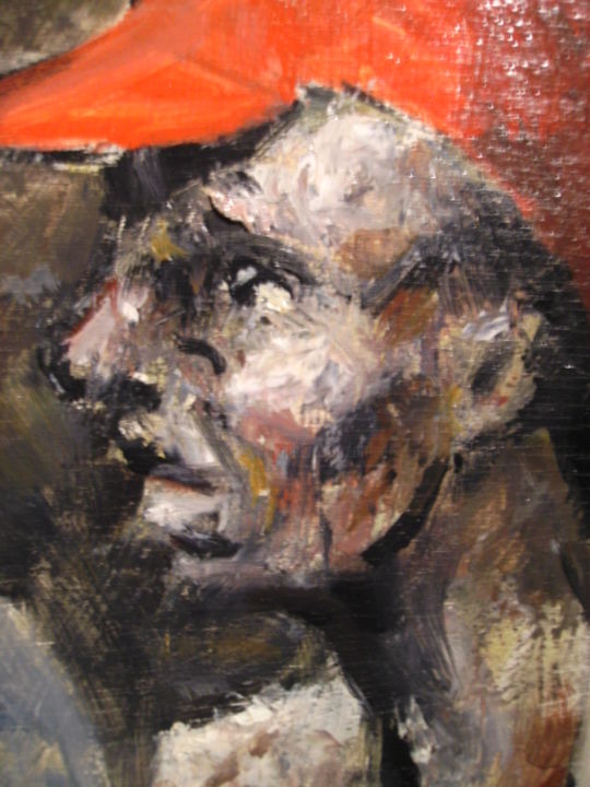 Painting titled "Africain (détail)" by Claude Hardenne, Original Artwork, Oil