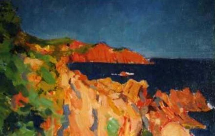 Malerei mit dem Titel "L'Esterel" von Claude Hardenne, Original-Kunstwerk, Öl