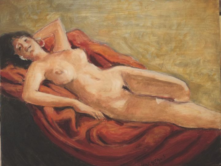 Malerei mit dem Titel "Mlle O." von Claude Hardenne, Original-Kunstwerk, Öl