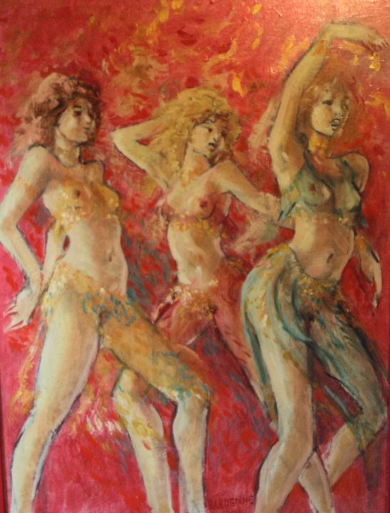 Peinture intitulée "3 DANSEUSES" par Claude Hardenne, Œuvre d'art originale