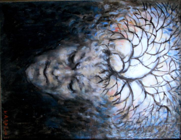 Ζωγραφική με τίτλο "Satan pense l'arbre" από Claude Hardenne, Αυθεντικά έργα τέχνης